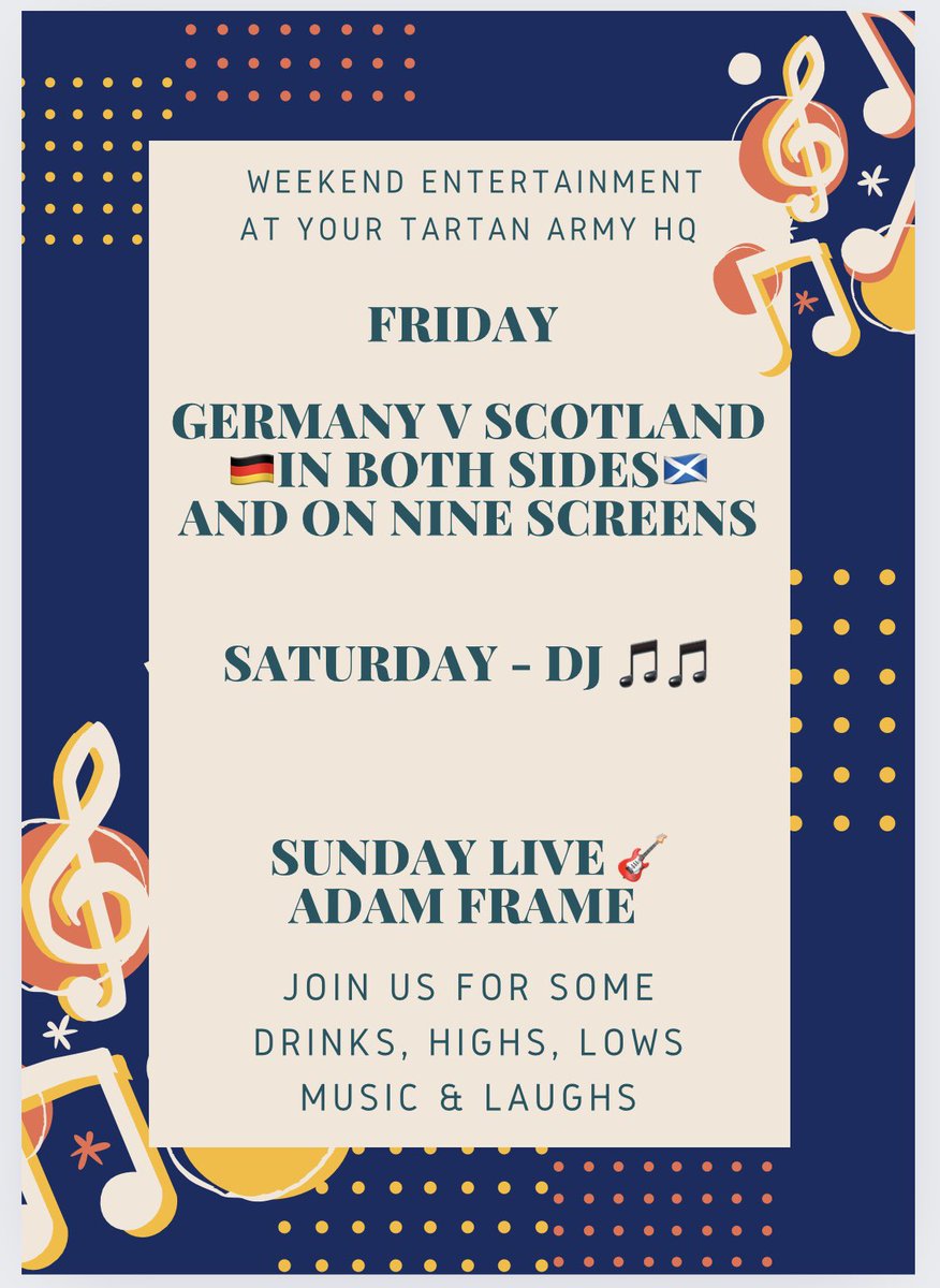 Join us this weekend 🏴󠁧󠁢󠁳󠁣󠁴󠁿⚽️🎵🎸🍺🏴󠁧󠁢󠁳󠁣󠁴󠁿