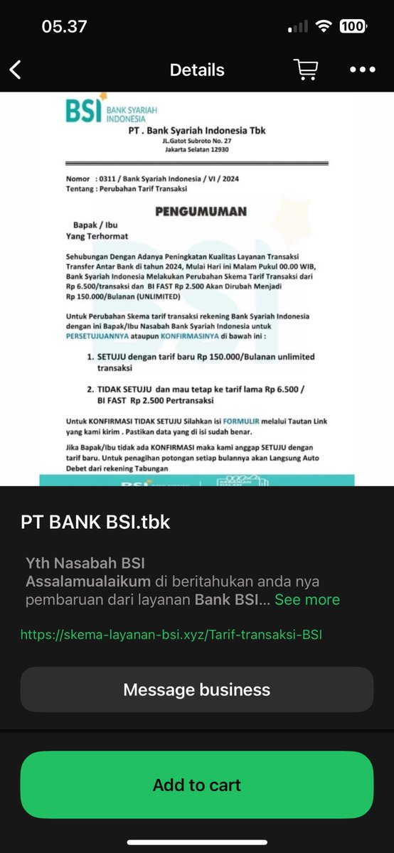 coolcaash's tweet photo. Belum Jadi Nasabah BSI sudah masuk banyak penipuan gimana kalau sudah jadi nasabah ... @bankbsi_id  bisa kali di tracking pak @kemkominfo https://t.co/lbeVmdhQP5