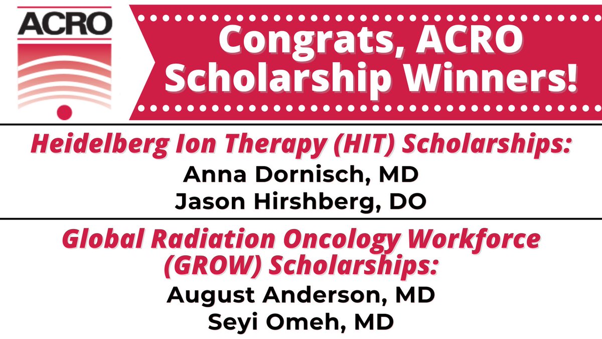 ACRO - American College of Radiation Oncology (@acroradonc) on Twitter photo 👏 Congratulations to the following <a href="/ACROresident/">ACROresident</a> members who have been named as 2024/2025 ACRO HIT and GROW Scholarship recipients! 👏 Congratulations to the following <a href="/ACROresident/">ACROresident</a> members who have been named as 2024/2025 ACRO HIT and GROW Scholarship recipients!