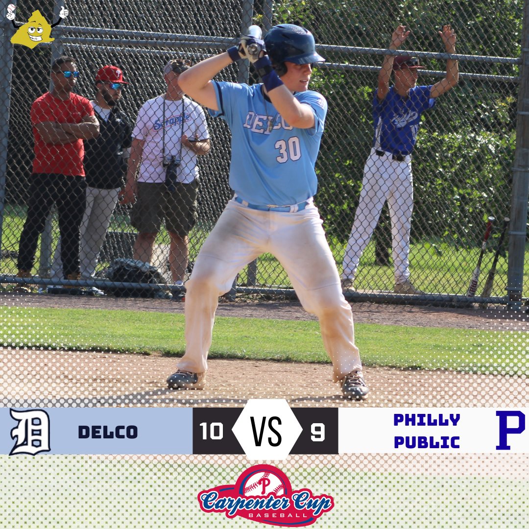 DELCO PUNCHES THEIR TICKET TO THE BANK 🥊🎟️

A wild game at FDR Park saw Delco take down Philadelphia Public 10-9 behind a Ben Ettien game-winning RBI single in the bottom of the eighth.

Haverford’s Shane Durkan had a huge day going 2/3 with 4 RBI, while Ridley’s Chris Kimmel
