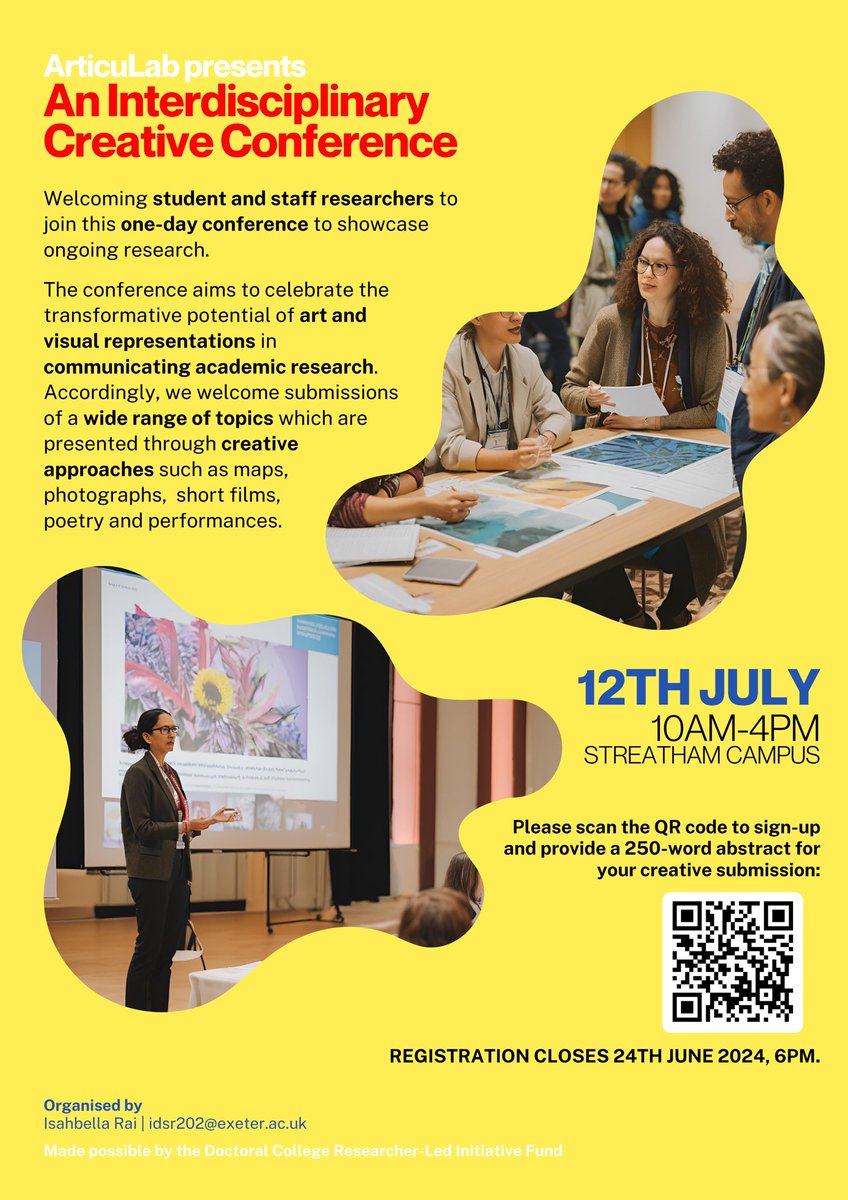Join us <a href="/UniofExeter/">University of Exeter</a> for our #interdisciplinary #conference! Calling #postgraduates from all disciplines to showcase ongoing #research through #creative submissions 🖼️📽️🎭🎼