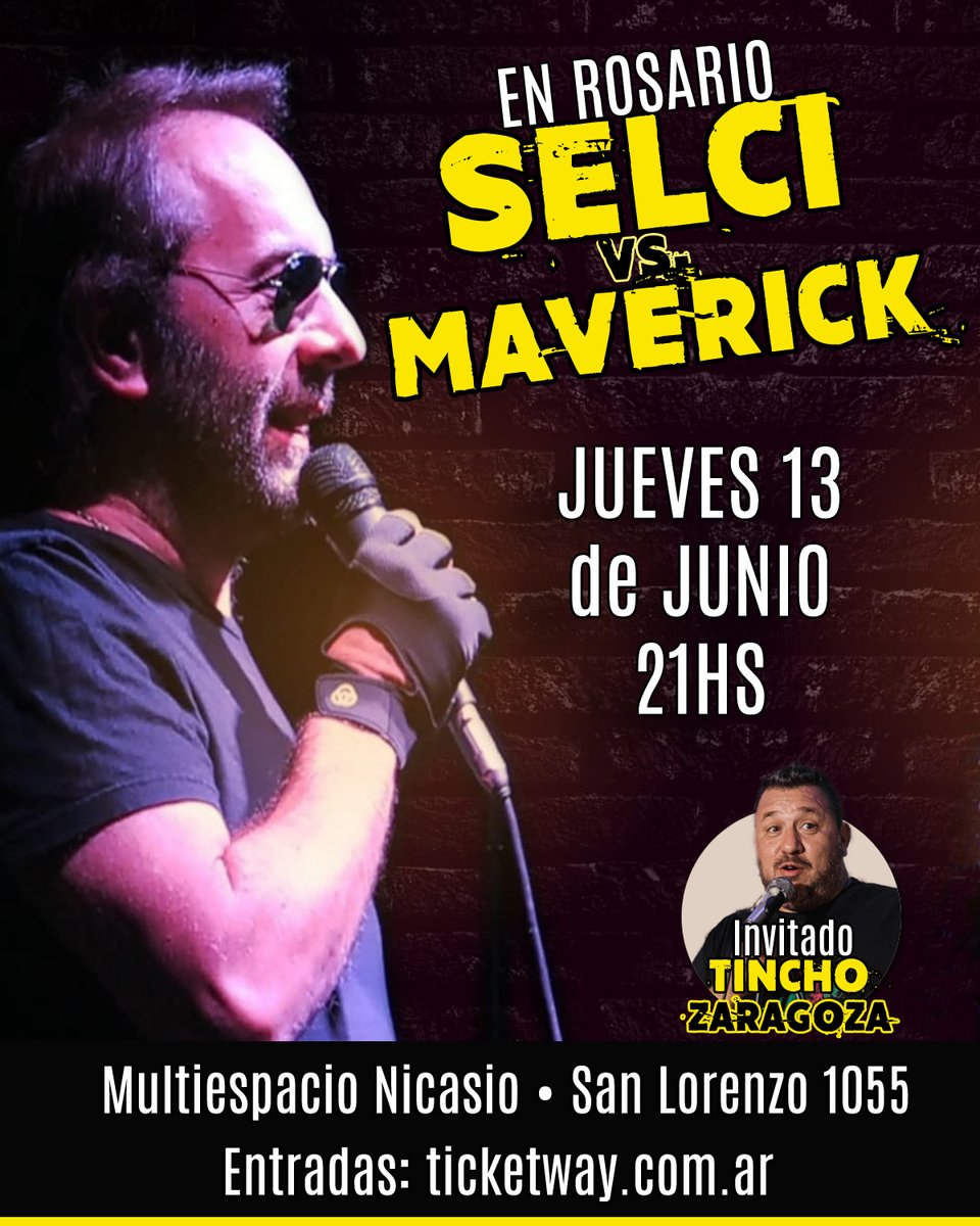 TinchoZaragoza's tweet photo. Hoy a las 21hs Selci vs Maverick en Multiespacio Nicasio. 
Entradas en https://t.co/hwaTsgHVQX

@PasosDeComedia https://t.co/jlf9TjpFzz