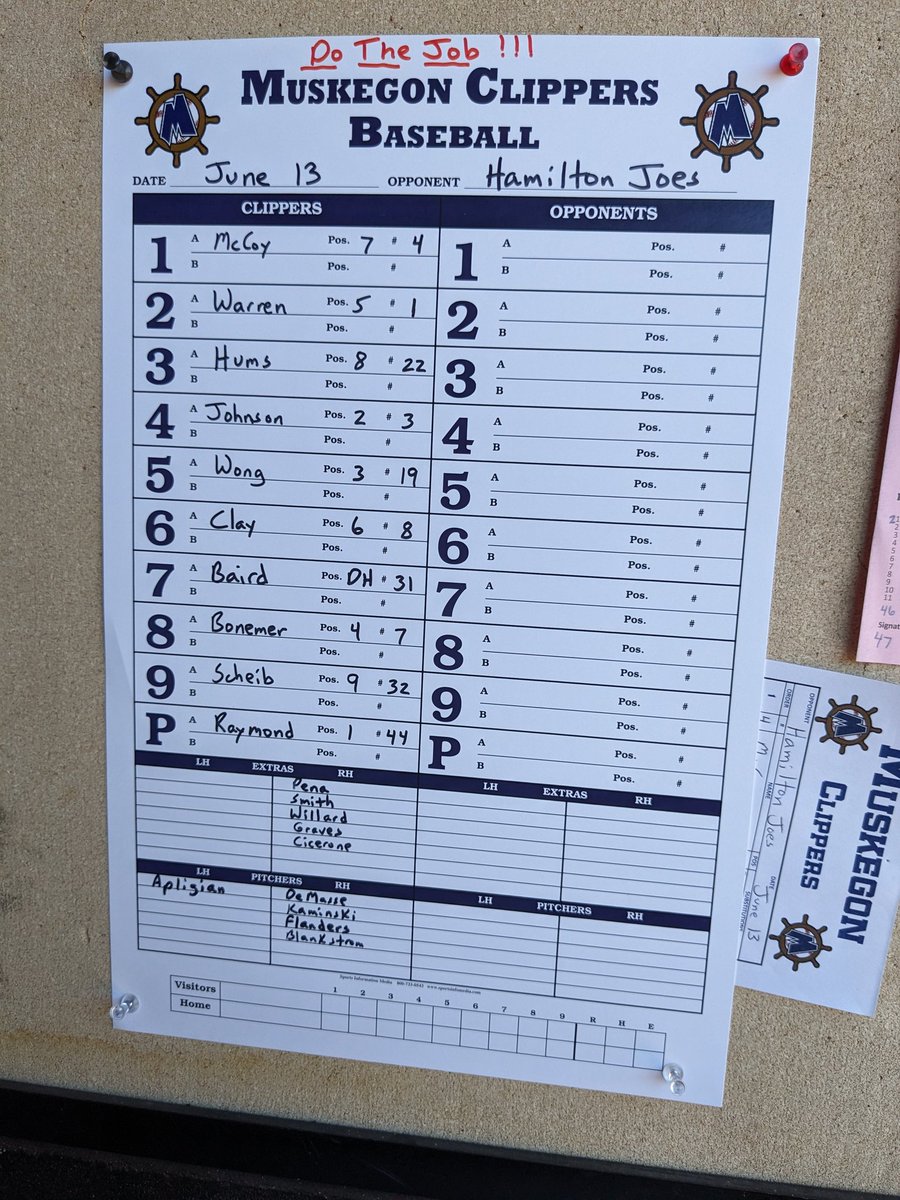 GLSCL Baseball (@glscl) on Twitter photo Lineups for the <a href="/HamiltonJoes/">Hamilton Joes</a> vs <a href="/MuskegonClipper/">Muskegon Clippers</a> rubber game on June 13, 2024 at Foundation Field. Lineups for the <a href="/HamiltonJoes/">Hamilton Joes</a> vs <a href="/MuskegonClipper/">Muskegon Clippers</a> rubber game on June 13, 2024 at Foundation Field.