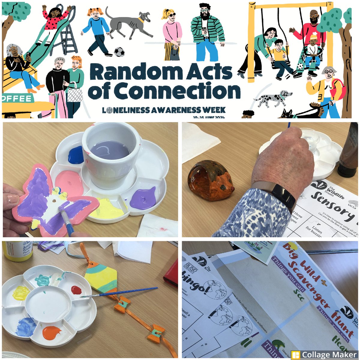 LivingwellOT's tweet photo. When @WildlifeTrusts #30DaysWild theme met with @marmaladetrust #LonelinessAwarenessWeek at a @LivingWellOT #Wellbeing Group this week but the rain stood in the way of our outdoor scavenger hunt....
#LonelinessAwareness #creativity #RandomActsOfConnection #connectingwithothers https://t.co/0Jbn0XlG87