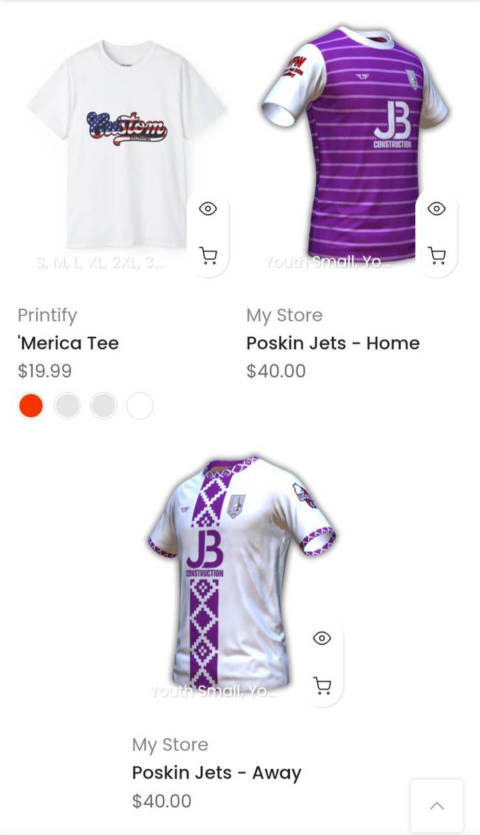 PoskinJetsFC's tweet photo. It has been a long time coming, but we finally have a merchandise store set up!

We hope you all love this as much as we do! Get yourself some merch and join the #FlightClub✈️ today!

For Merchandise:
https://t.co/GktLV57gDB

For Jerseys:
https://t.co/eP6QK7nn8A https://t.co/lgaa05PwRH