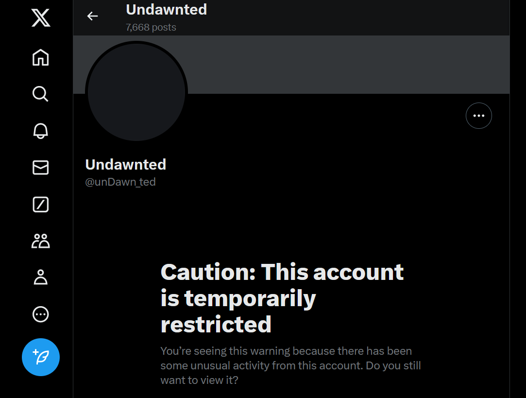 MarkChagalt's tweet photo. @X @elonmusk targeted a whistleblower... from "temporarily restricted" now completely banned without a valid reason.

Maybe this platform isn't #FreedomOfSpeech friendly as we thought... X allows corporations to scam customers on here, but if you tell... BAN!

#newsfeed
#Thursday https://t.co/u5TLjiRewM