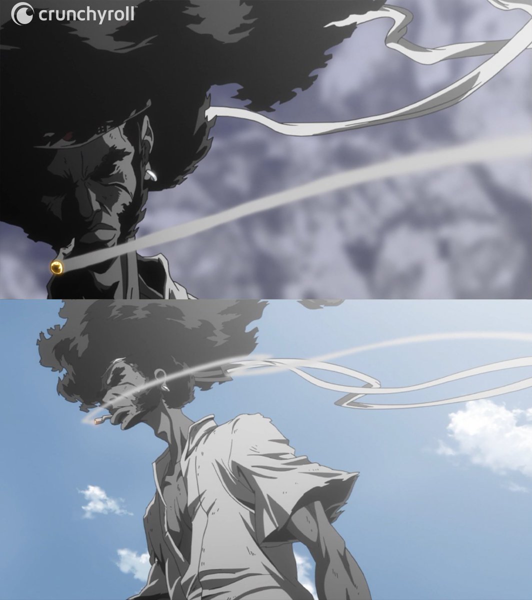 Crunchyroll's tweet image. Let your moves flow out your individual essence  🚬 (via Afro Samurai)