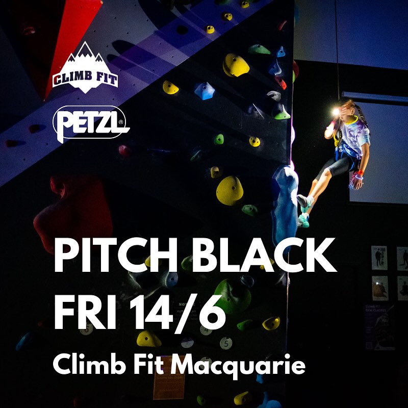 PetzlAustralia's tweet photo. Final call for the last #PitchBlack of the year. 6pm at Climb Fit Macquarie tonight. Night Climbing, DJ, Food Trucks and @Petzl Lights, what else could a climber ask for! See you there. #pitchblack2024 #petzl https://t.co/2itCF1UcaB