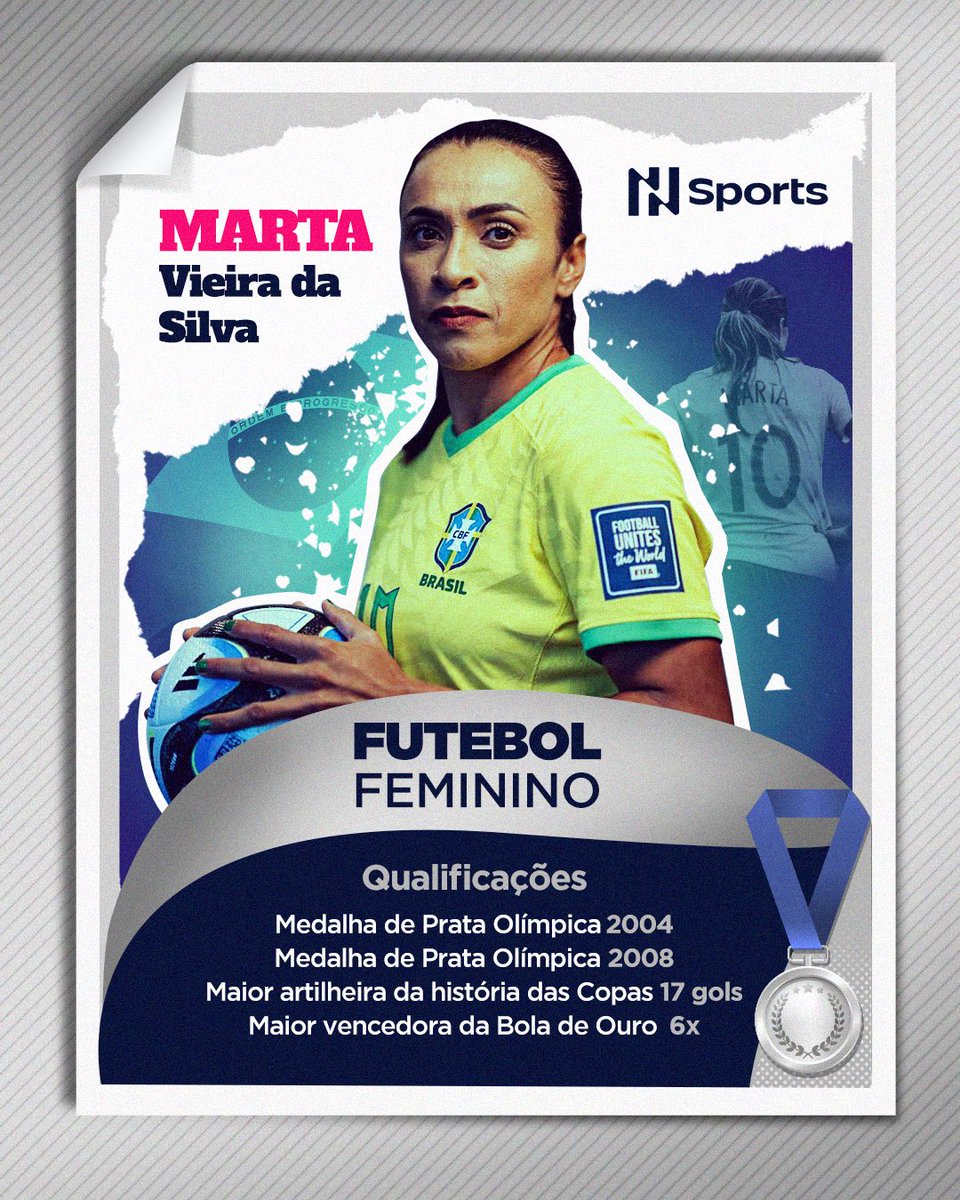 nsports's tweet photo. A LENDA DO FUTEBOL BRASILEIRO 🇧🇷🏆
Com tantos títulos nas costas, a dona dessa figurinha só podia ser a rainha Marta 👑
#Nsports #futebol #rainhamarta #futebolfeminino #martasilva #womensports https://t.co/ayr9LQn8k0