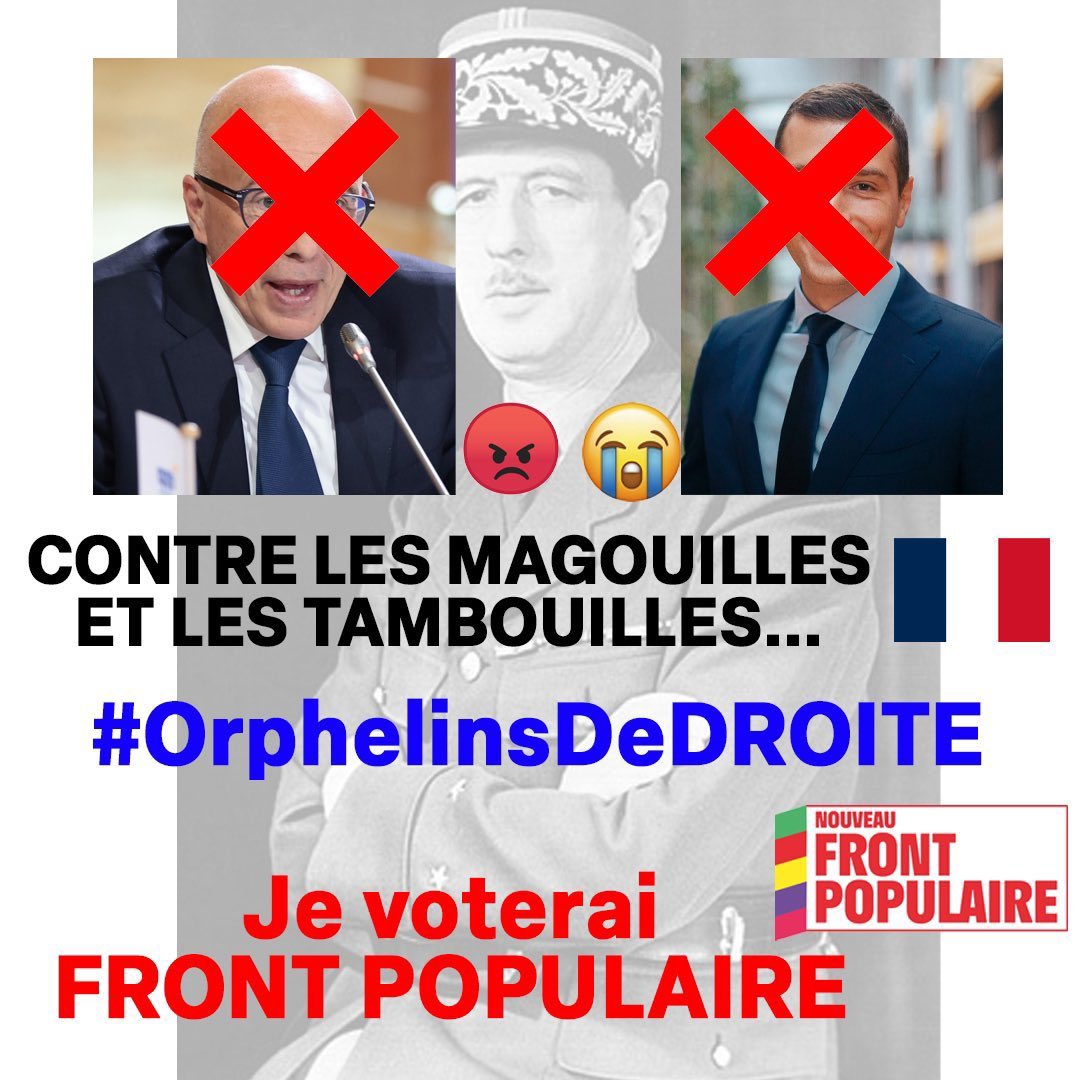 Merci Christian pour l’image , bises chaleureuses. 
Ce soir je me sens. Orphelin de ma famille politiquue… Pour la France et sa grandeur le 30 juin je donnerais ma voix au #Frontpopulaire 🇫🇷