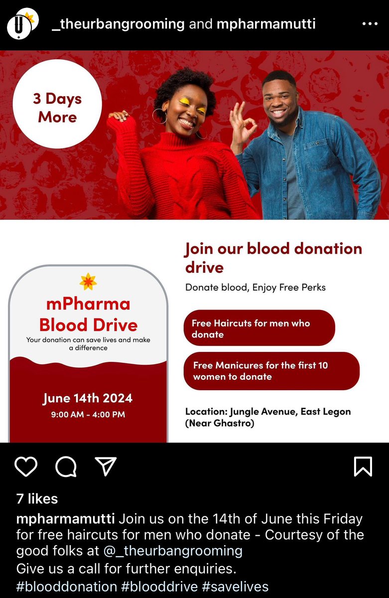 We are giving free haircuts tomorrow at the <a href="/mpharmamutti/">mpharmamutti</a> blood drive. Come donate some blood and get a free haircut!