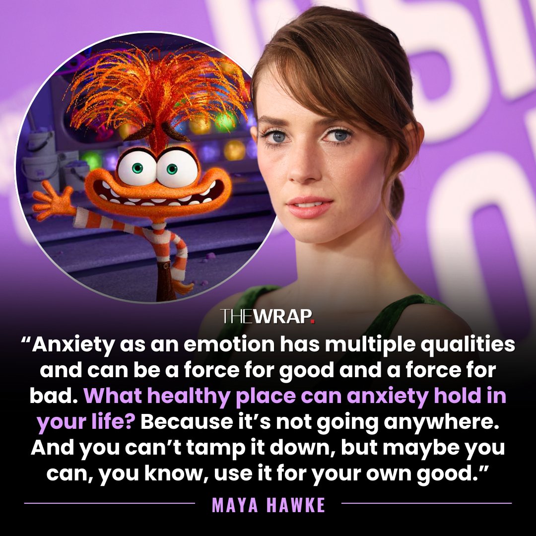 #InsideOut2 star Maya Hawke says the film will explore how anxiety can exist in a “healthy place” in someone’s head 🧠

Read full interview: thewrap.com/inside-out-2-n…