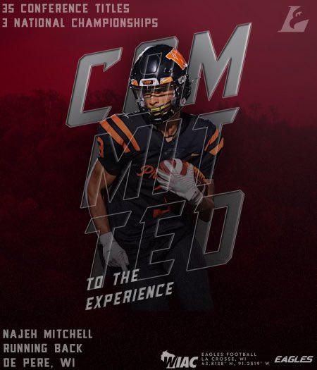 Najeh Mitchell (@najeh_mitchell) on Twitter photo Glad to join the Family✝️
Commited!! 🦅
<a href="/UWLEagleFB/">UW-La Crosse Football</a> <a href="/UWLCoachJanus/">Matt Janus</a> @CoachMacUWL
#TheExperience Glad to join the Family✝️
Commited!! 🦅
<a href="/UWLEagleFB/">UW-La Crosse Football</a> <a href="/UWLCoachJanus/">Matt Janus</a> @CoachMacUWL
#TheExperience