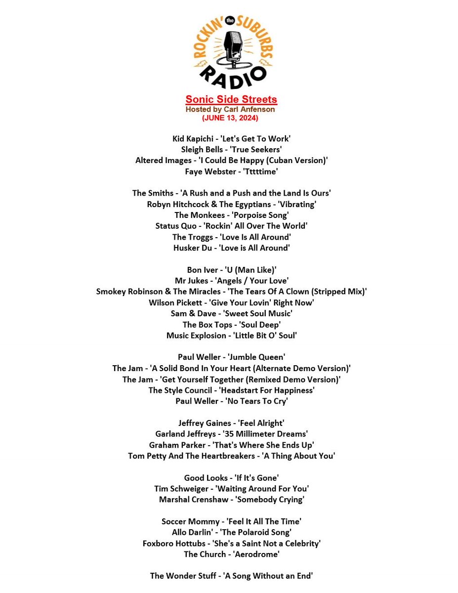 Today’s ride on the Side Streets of ⁦<a href="/SuburbsRadio/">Rockin' the Suburbs Radio</a>⁩ suburbsradio.com. #internetradio