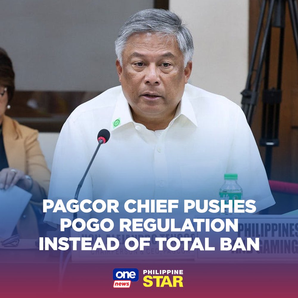 PhilippineStar's tweet photo. If we outlaw this, they will continue with the illegal operations and we will not be able to collect even just a peso,” Philippine Amusement and Gaming Corp. chief executive officer and chairman Alejandro Tengco said. https://t.co/auaHyczifu | @onenewsph https://t.co/HK9SOgnW3R