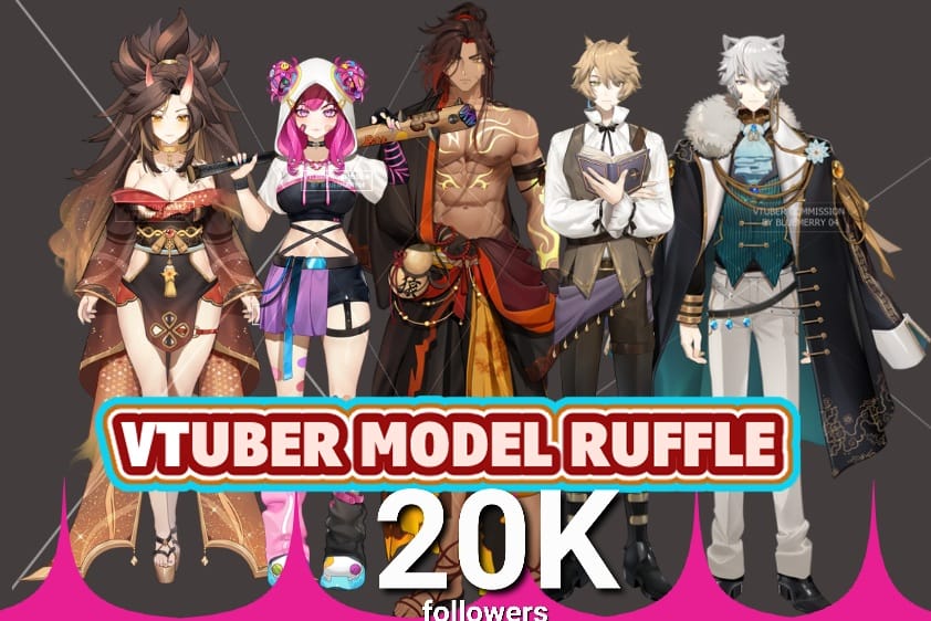 🎊V-Model Ruffle!🎊 
Help me grow &amp; reach 20K followers! Your support means the world to me 🙈🌸.
 🎁1 winner will get a full V-model (ready to rig) 🎁
To enter:
 🌸 Follow me
 🌸 RT &amp; like
🌸 Comment  ur model .
The Ruffle ends once I hit 20K followers! #VTubeStudio #ENVtubers