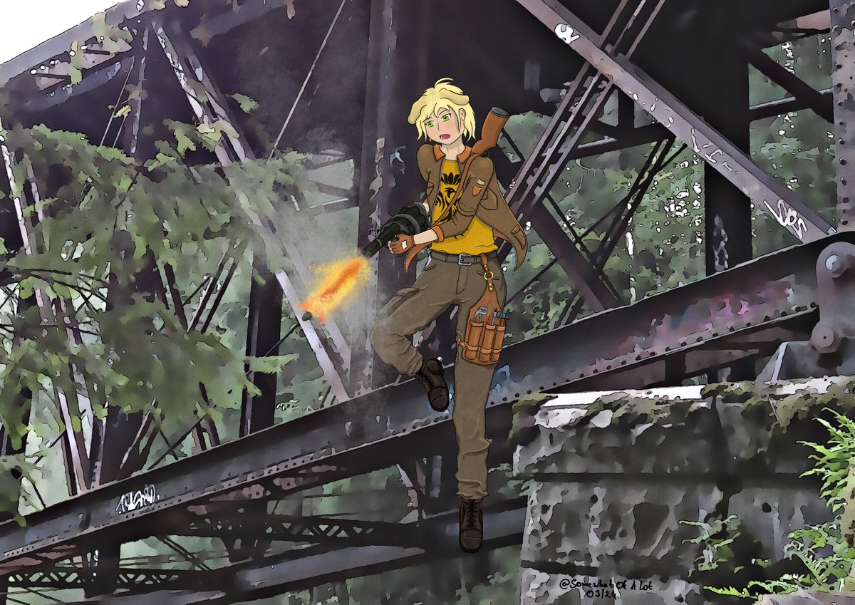 SomewhatOfALot's tweet photo. @ThatKaitoDan I'm anything but a fulltime artist but I guess I can also post the #RWBY OCs I drew for friends recently plus a much older piece of Ruby as a weapons engineer as a bonus. #greenlightvolume10! https://t.co/whTS9iYgFj