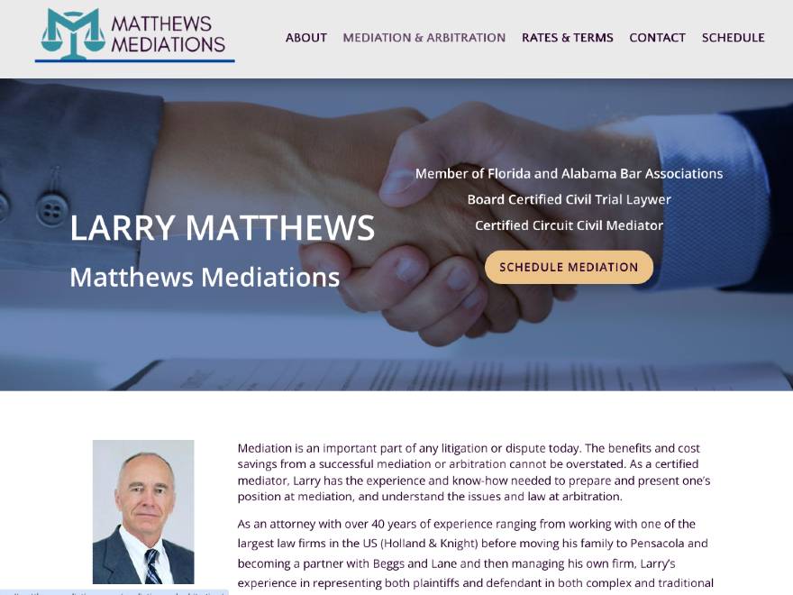 Returning Customer, new WordPress website matthewsmediations.com