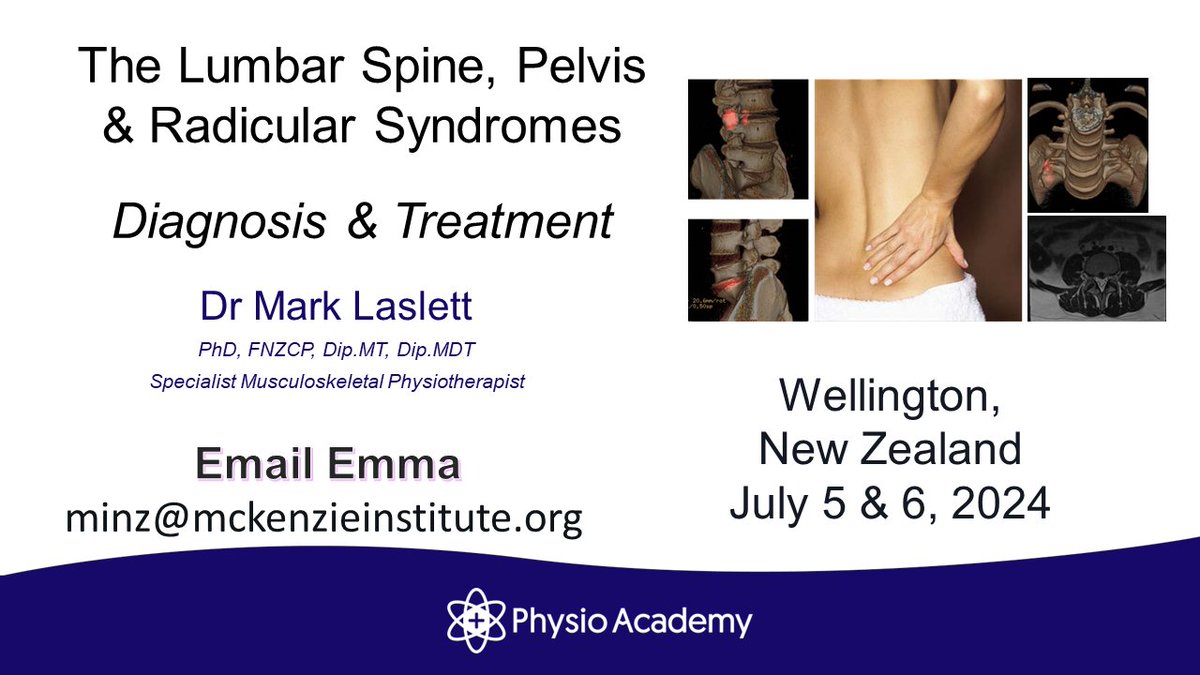 marklaslett_NZ's tweet photo. I will teach 2 day course in Wellington July 5&amp;6. Lumbar Dx &amp; Rx. Email:  Emma Sutherland
minz@mckenzieinstitute.org https://t.co/ZkogywVTpR