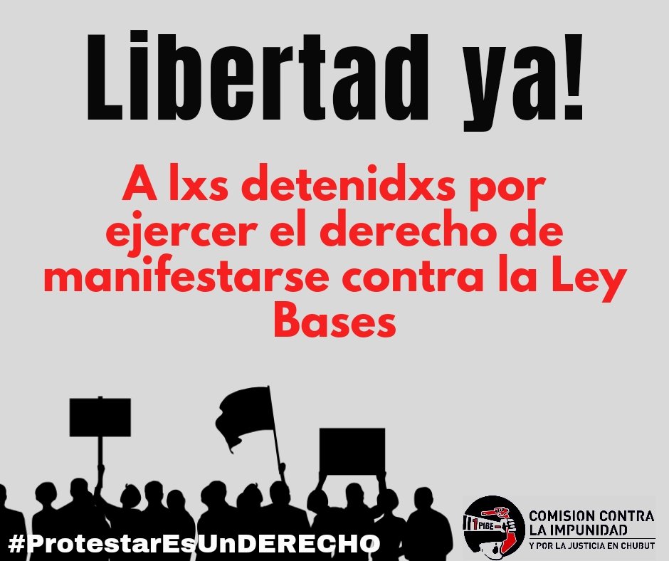 Exigimos la inmediata liberación de todxs los detenidxs por ejercer el legítimo derecho a la protesta y la restitución plena de las garantías constitucionales.

#LibertadYaALosPresos
#ProtestarEsUnDerecho