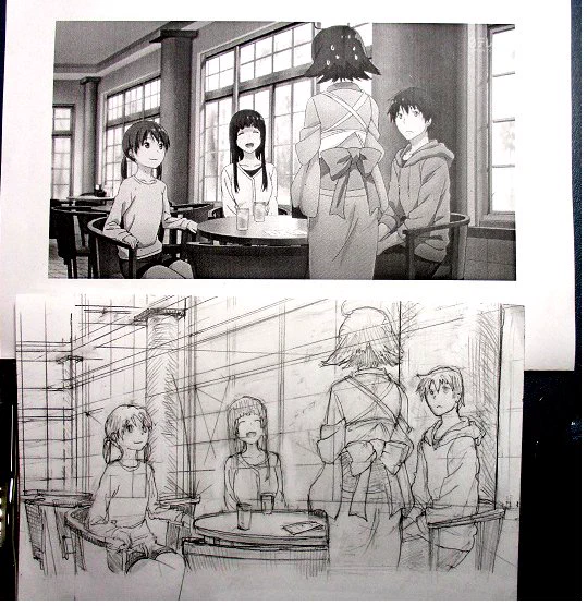 他にも、幼女戦記とかうまるちゃんとかリトルウィッチアカデミアとかのんのんびよりとか、その他色々、当時放映されていて好きだったアニメを背景もろとも模写していました 
