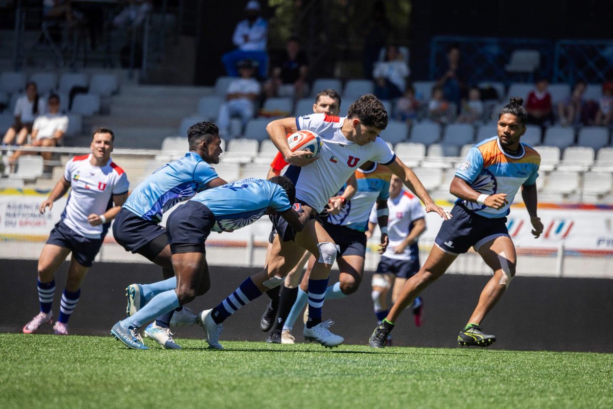 uchile's tweet photo. U. de Chile obtiene el octavo puesto en el Mundial Universitario de Rugby Seven 2024, donde el equipo de la Casa de Bello representó al país en el torneo internacional desarrollado en Francia https://t.co/ZpzXmgy0AY https://t.co/Q66KroeIQg