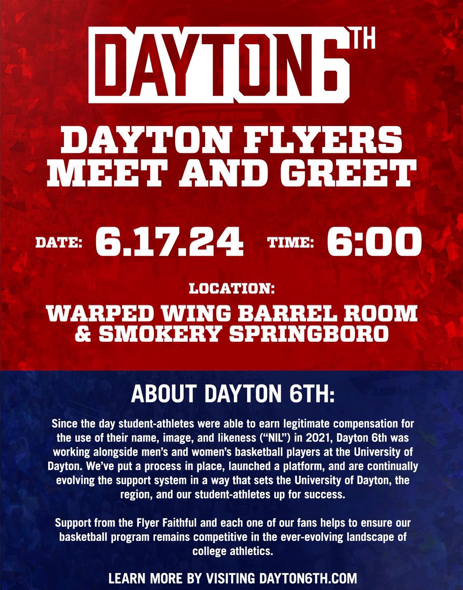 Are you joining us at the 1st chance to meet the 2024-25 <a href="/DaytonMBB/">Dayton Basketball</a> team?

GET YOUR TICKETS!
🎟️ 👉 bit.ly/d6ww 👈 🎟️ 

<a href="/JavonBennett9/">Javon Bennett</a> 
<a href="/JuiceCrewMali/">Mali</a> 
<a href="/PoshAlexander/">Posh Alexander</a> 
<a href="/enochcheeks/">Enoch Cheeks</a> 
<a href="/1wayvel/">Marvel_Allen4</a> 
<a href="/n_santos33/">Nate Santos</a> 
<a href="/jaiun3/">jaiun.simon</a> 
<a href="/jacobconner24/">Jacob Conner</a> 
<a href="/iisaacjack/">Isaac Jack</a> 
<a href="/iamzedkey/">Zed Key</a> 
<a href="/BradyUhl/">Brady Uhl</a>