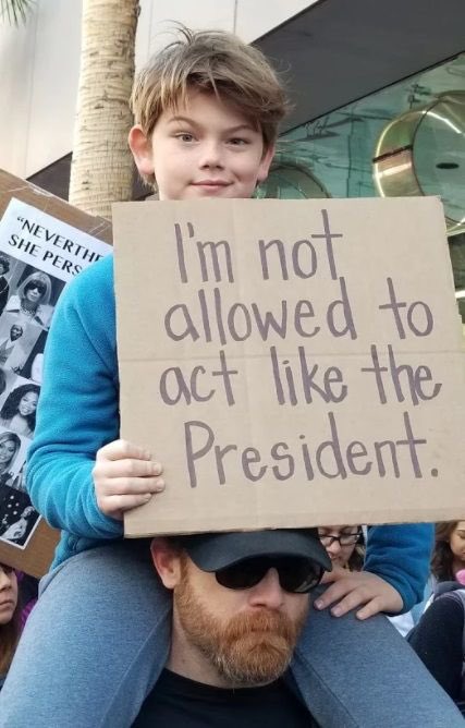 IAmPoliticsGirl's tweet photo. This @ProjectLincoln ad is why my son carried this sign to every protest during the Trump years. https://t.co/iUEwXra8ig
