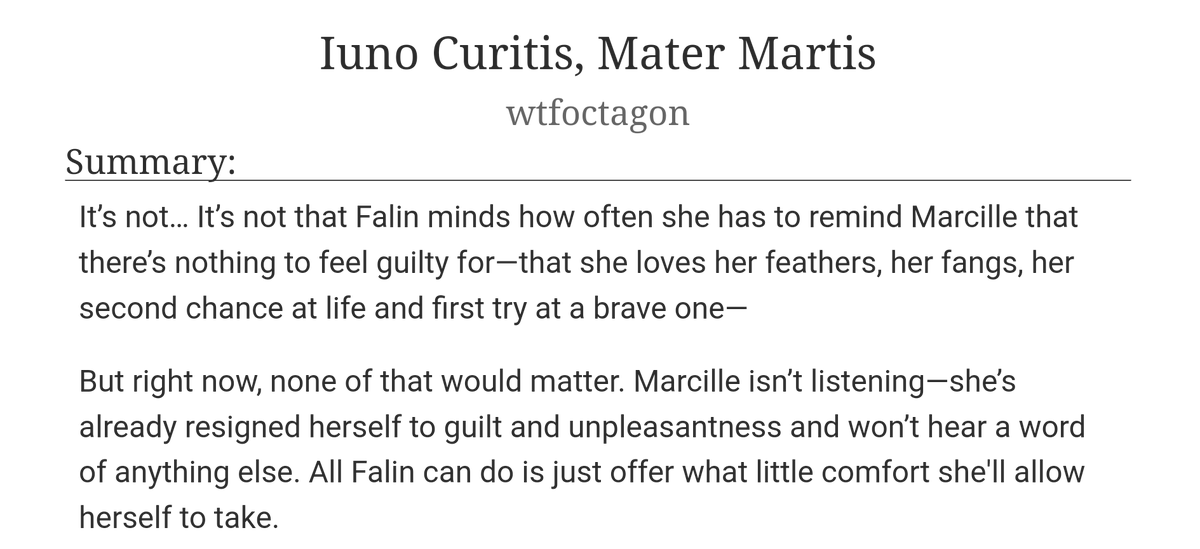 wtfoctagon's tweet photo. I finally wrote something I'm not embarrassed about lol so here: Post-canon, 2.8k, Marcille's mother is coming to visit Melini and Marcille is Freaking Out because of mommy issues ♥️ https://t.co/12iD77JMdY https://t.co/yh5wb0AHZ0