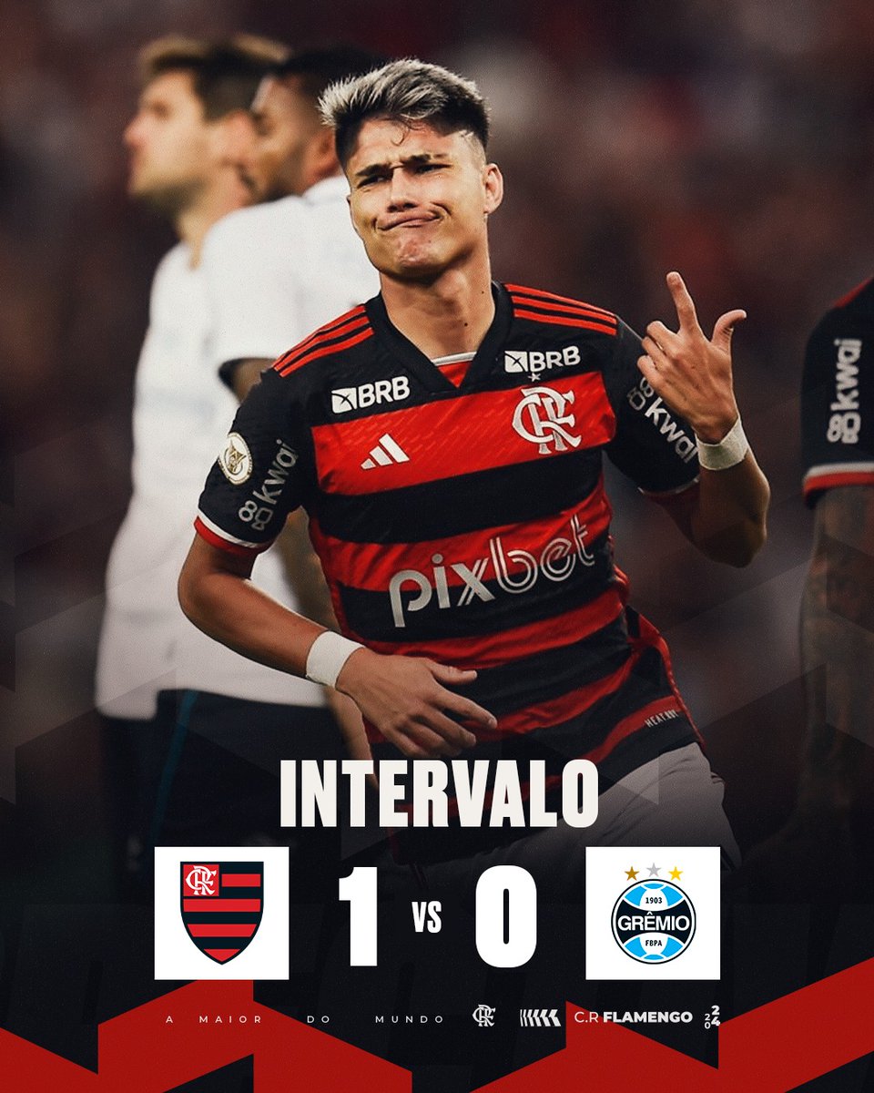 FIM DE 1'TEMPO! Com um GOLAÇO de Luiz Araújo, o Mengão vai vencendo o Grêmio no Maracanã. ❤️🖤🔥