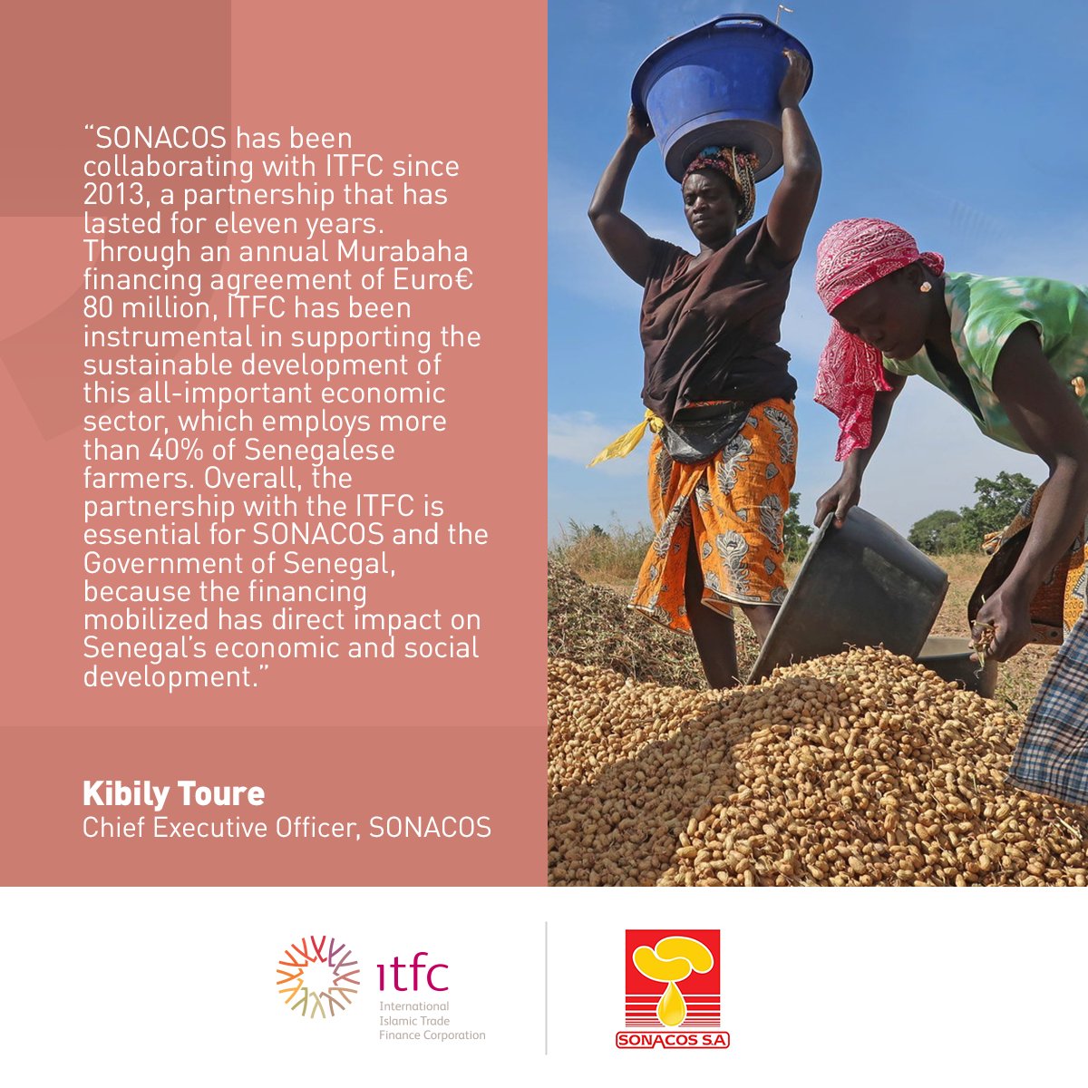ITFCCORP's tweet photo. 🌱 Thriving Partnerships: For over a decade, @SonacosS and ITFC have joined forces to drive #sustainable agricultural development in #Senegal.
Through an annual #Murabaha financing agreement of €80 million, ITFC has played a pivotal role in supporting this vital economic sector, which sustains over 40% of #Senegalese farmers. Together, we're making a direct impact on Senegal's economic and social development.
#SONACOS #ITFCImpact #AnnualReport #SustainableDevelopment