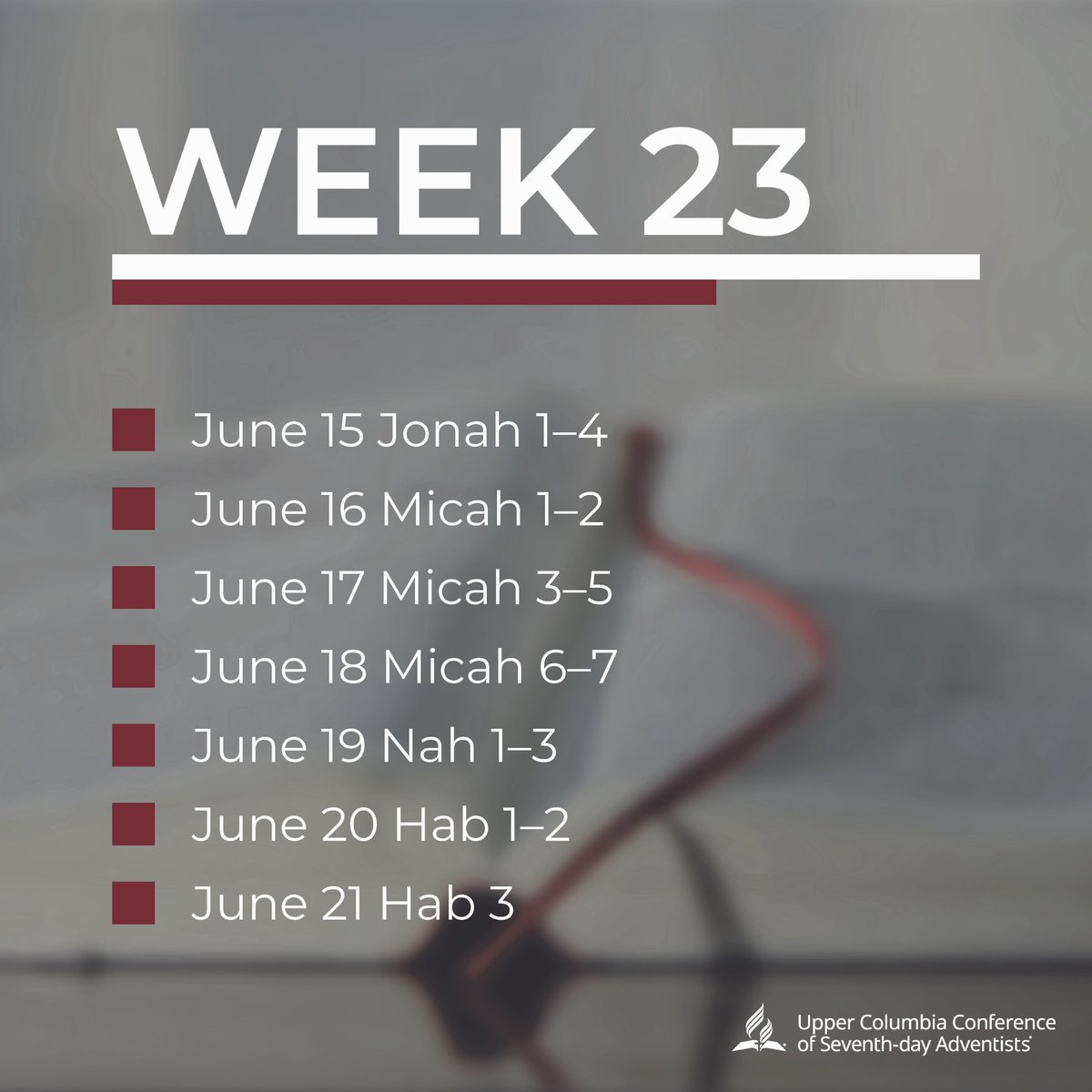 UCCtweet's tweet photo. Week 23 – Join UCC In the Word, a journey through the 66 books of the Bible. For more information visit https://t.co/Pxi4F3NLw7. #uccsda #UCCInTheWord #BibleReading #Bible https://t.co/pJjatlFoUR