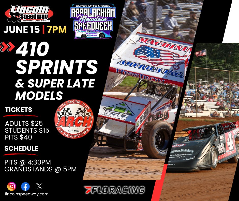 Lincoln Speedway (@lincolnspeedway) on Twitter photo We can't wait for Saturday! The <a href="/GeneLattaFord/">Gene Latta Ford</a> 410 Sprint Cars will be in action PLUS we have Appalachian Mountain Speed Week! AND it's Auto Racing Club of Hagerstown Night! See you at the track! We can't wait for Saturday! The <a href="/GeneLattaFord/">Gene Latta Ford</a> 410 Sprint Cars will be in action PLUS we have Appalachian Mountain Speed Week! AND it's Auto Racing Club of Hagerstown Night! See you at the track!