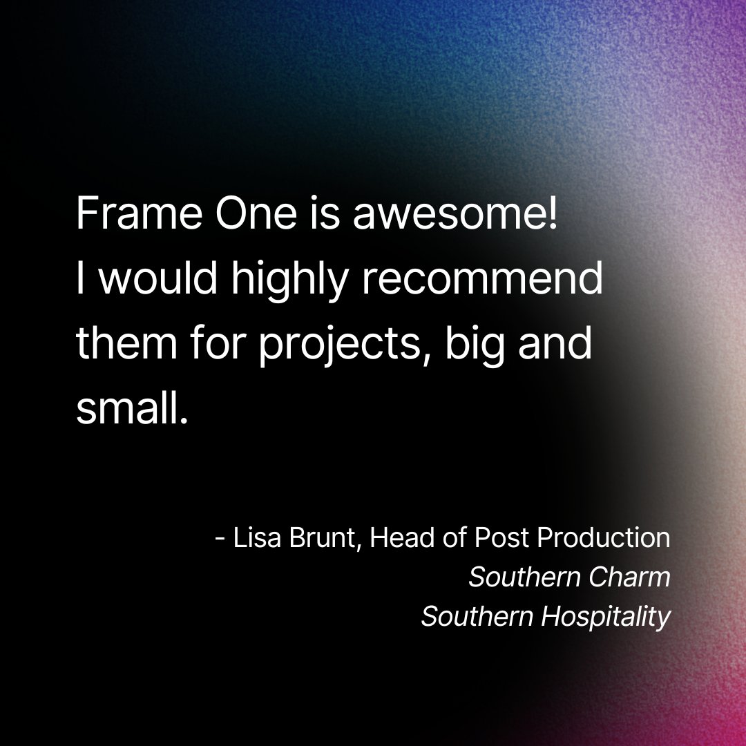 frameoneremote's tweet photo. Frame One is awesome! I would highly recommend them for projects, big and small." - Lisa Brunt, Head of Post Production for Southern Charm &amp; Southern Hospitality https://t.co/IWr1dsnvBf