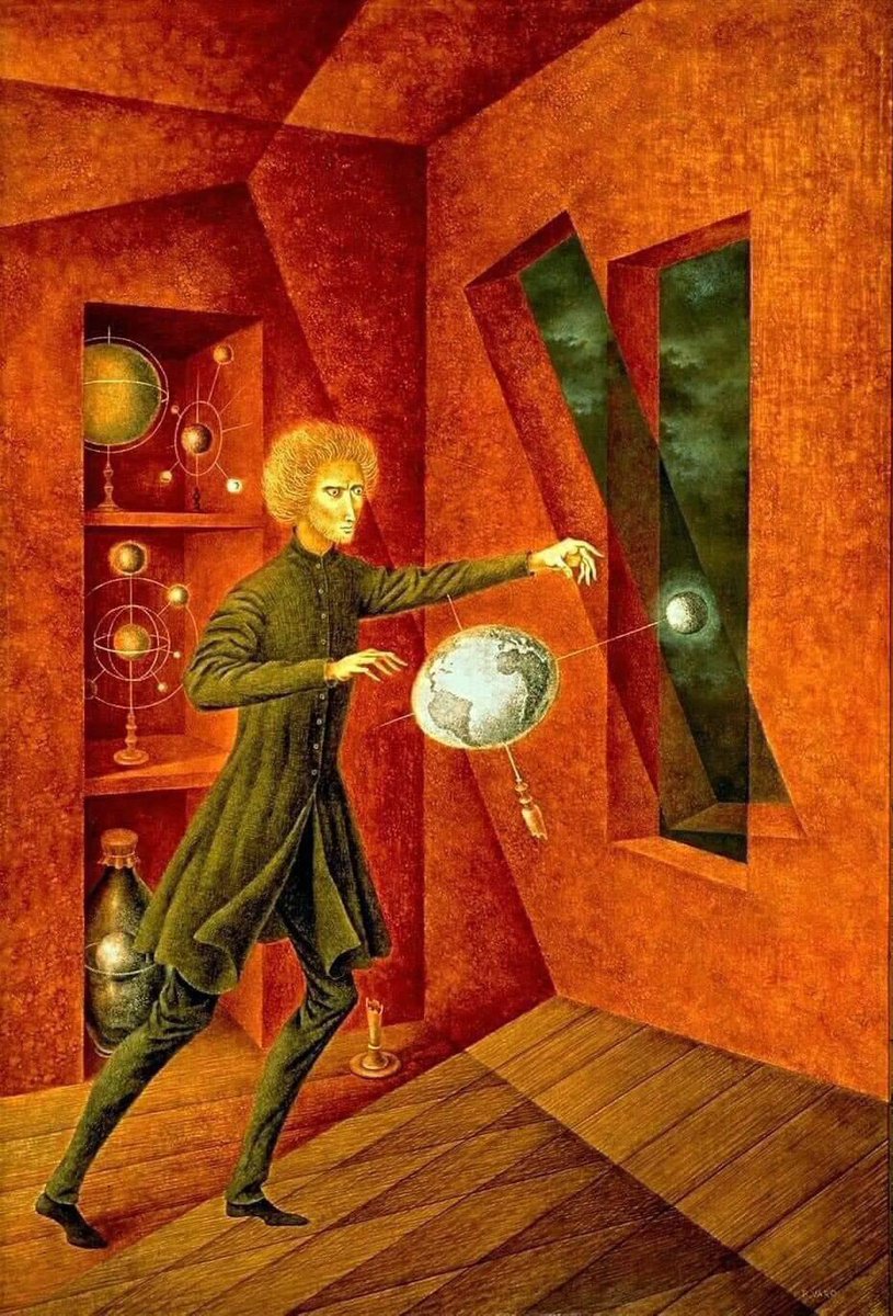 Arteymas_'s tweet photo. Remedios Varo fue una pintora surrealista nacida en España en 1908 y fallecida en México en 1963. Formada en la Real Academia de Bellas Artes de San Fernando en Madrid, Varo se trasladó a París, donde se unió al movimiento surrealista. Tras el estallido de la Segunda Guerra Mundial, se exilió en México, donde desarrolló la mayor parte de su obra.

Su arte se caracteriza por una fusión de elementos místicos, científicos y esotéricos, creando mundos oníricos y fantásticos. Las obras de Varo a menudo exploran temas de transformación, alquimia y el subconsciente, con una técnica meticulosa y un estilo muy personal que la ha consolidado como una figura clave del surrealismo.