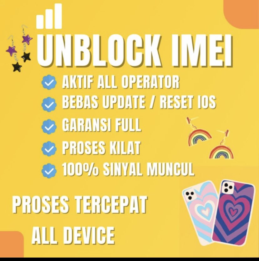 OPEN JASA UNBLOCK IMEI 🛜

💫 3BULAN 250✔️
💫 PERMANEN KEMENPERIN 850 ✔️
💫 PERMANEN BEA CUKAI 1,150,000✔️

AND BERGARANSI AND TRUSTED✅ 
WA: wa.me/6282171849298
#jastipimei #zonauang #Zonajajan #ZonaBA #zonaimei