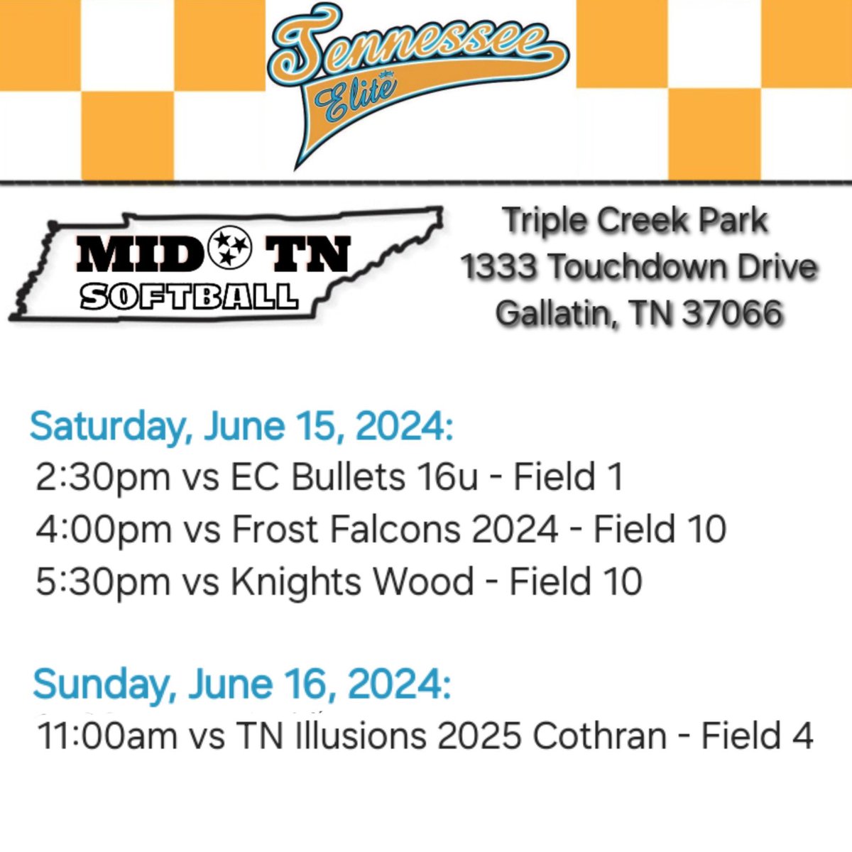 This weekends schedule in Gallatin.
