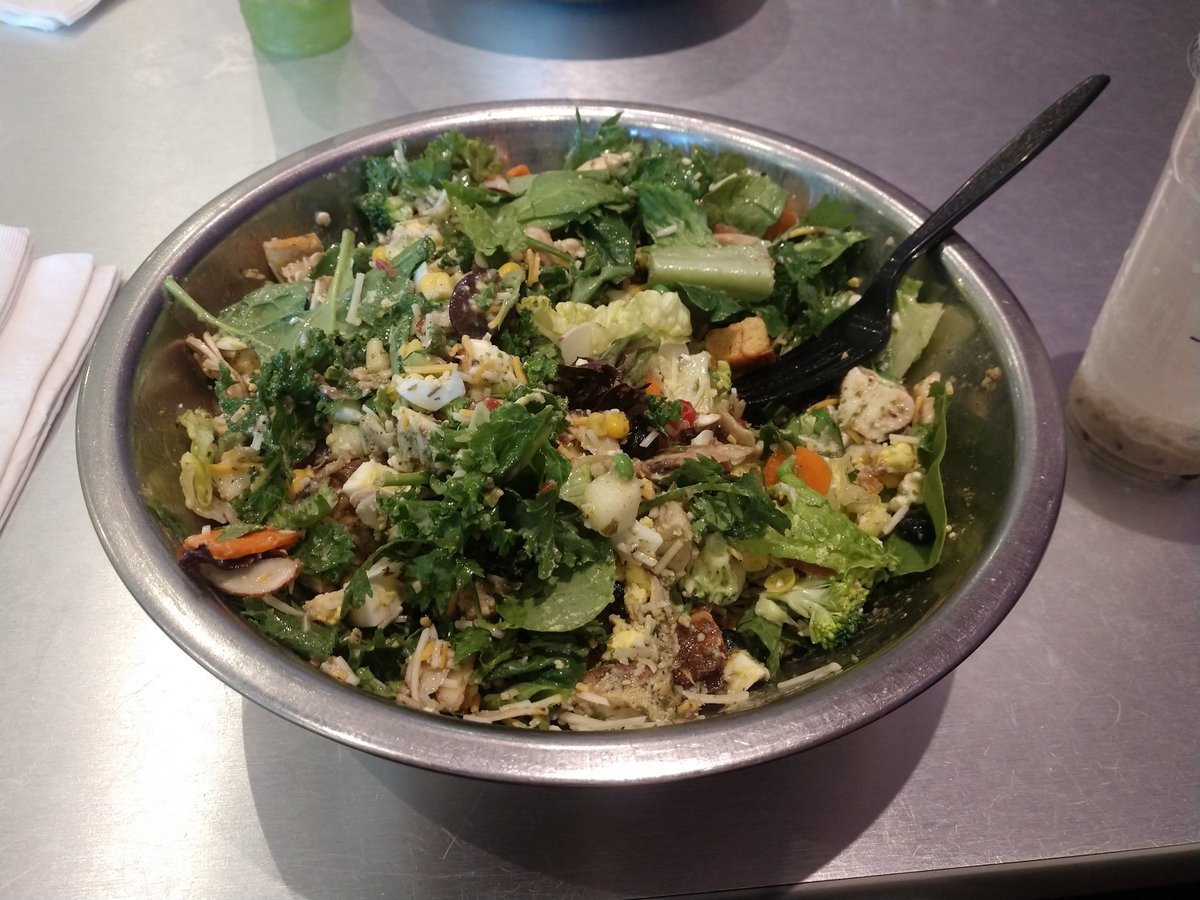 Out here eating my crazy salad combination w/froend at Solata.