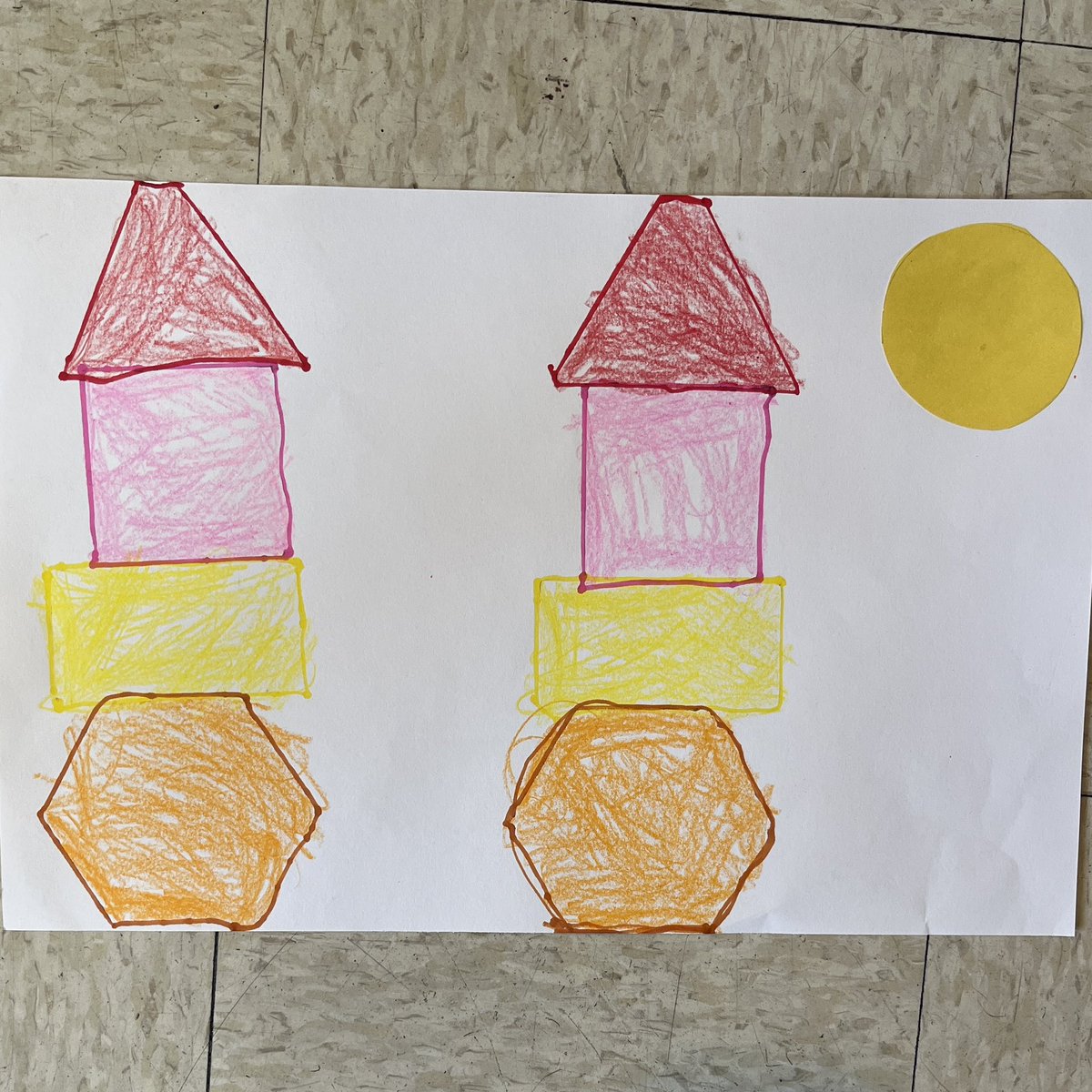 mathgoggles's tweet photo. Students @helpinghandhome put on their #mathgoggles and learned about shapes while creating their own colorful castles in the spirit of Paul Klee's "Castle and Sun" (1928). https://t.co/ztU7Evas47