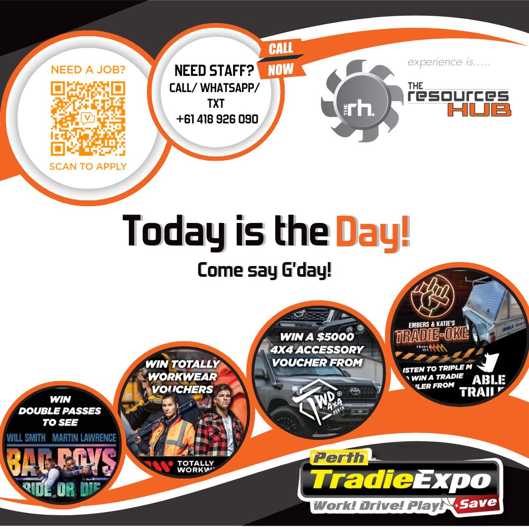 TheResourcesHub's tweet photo. 🌟 Day 1 at Recruit WA &amp; Perth Tradie Expo is off to an amazing start! Come visit The Resources Hub booth for exclusive insights and opportunities. #PerthTradieShow #RecruitWA @TheResourcesHub https://t.co/zGgxQUz4IM
