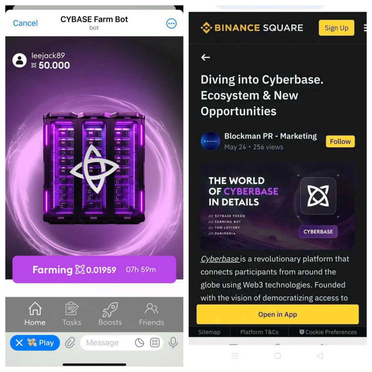 LeeJack_89's tweet photo. 🎯 Hottest New 🎯 #CYBASE mining on telegram
#BNB Binance mentioned to CYBERBASE
👉 Registration link:
https://t.co/5meZYfMH5y https://t.co/6BfOn2OnnN