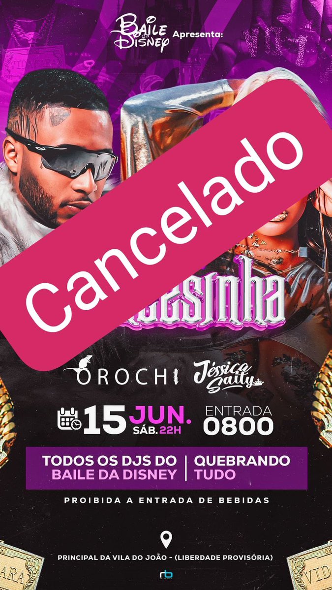 BaileDaDisney's tweet photo. INFELIZMENTE POR QUESTÕES DE FORÇAS MAIORES OS BAILE DESTE FINAL DE SEMANA ESTÃO CANCELADO ❌ https://t.co/pI0YkLbeK2