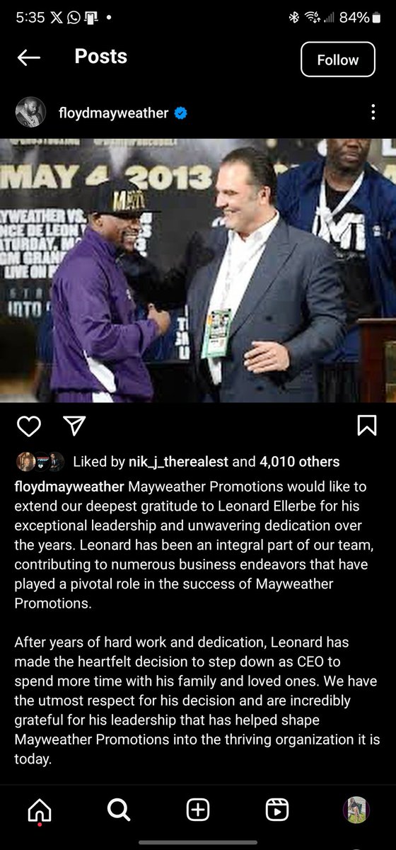 Richard has been a trustworthy and honest friend in boxing to me and my family. Congratulations to his new venture with Mayweather Promotions.
