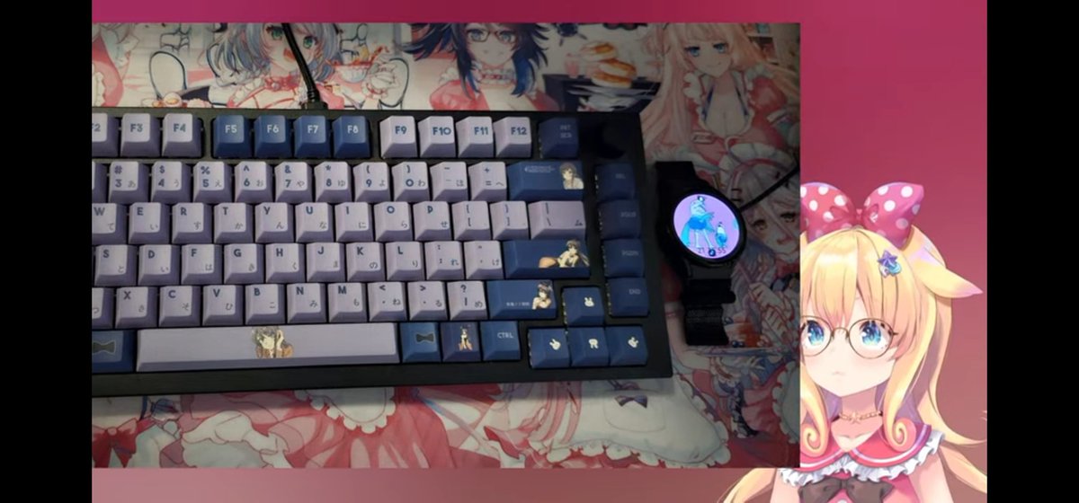 ThatOneOtaku895's tweet photo. Happy 1 Year anniversary Momo!! It's been a long ride supporting you! I enjoy passing my time by listening in to your zatsus and ASMRs. Thank you for rating my keyboard, and I'm getting new keycaps to match my setup! I'm proud to call you my Oshi!🩷 #MomoOtako #Endless1Year https://t.co/cyYZhsUhvX
