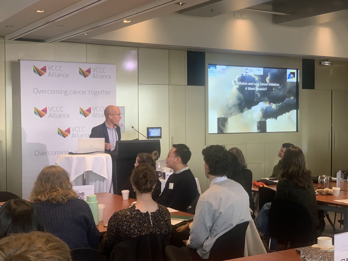 VCCCAlliance's tweet photo. Our #PREDICT24 Cancer Prevention & Early Detection Symposium is going great guns!
Convenor, A/Prof @DrKaraBritt @PeterMacCC just welcomed keynote speaker @CharlesSwanton @CR_UK @TheCrick, who is presenting 'Air Pollution and Lung Cancer Initiation: A Silent Assassin'? https://t.co/vJxqXvfFKi