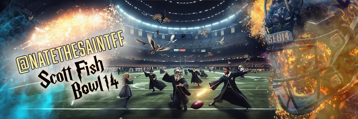 butzdesigns's tweet photo. Hey @NateTheSaintFF, your #SFB14 Avi and banner are all finished! Hope you like them. 

Check your email for the hi-res artwork.
@SFB_AviMakers  @FantasyCaresOrg https://t.co/pl1KXrjMxe