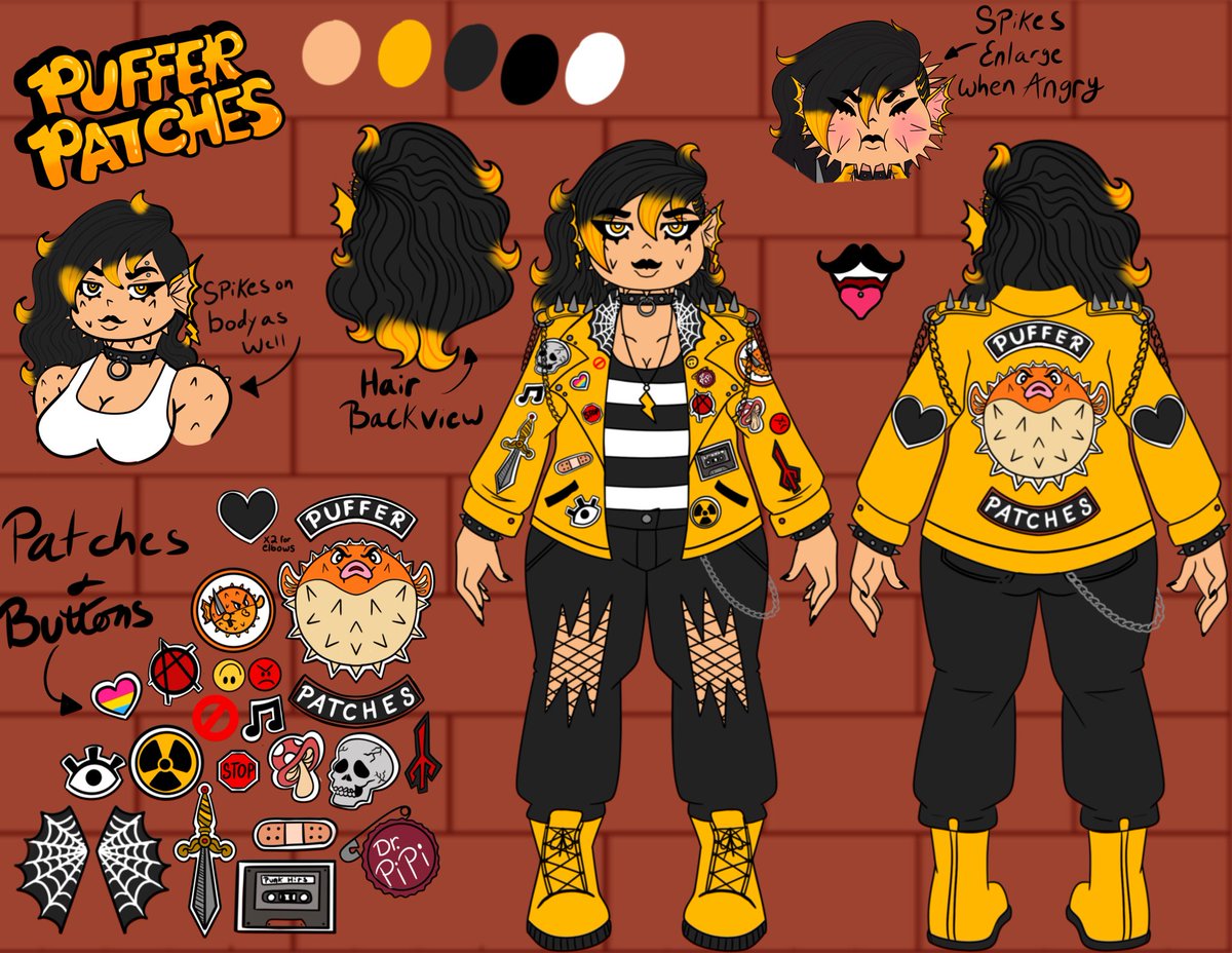 PufferPatches's tweet image. I HOPE Y’ALL LIKE FAT BITCHES MUAHAHAHAHA
I technically have a second sheet that shows how the hair functions, but my finished ref sheet is here! (i’ll pin this soon heheh)