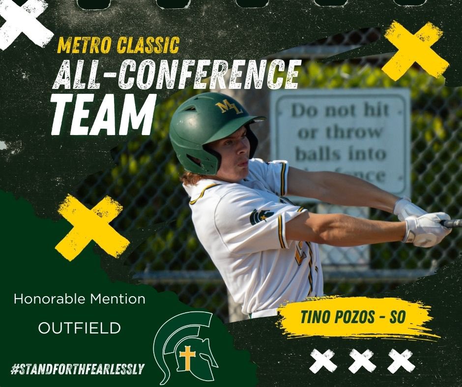 Congrats to all of our guys who received Metro Classic All-Conference recognition!

Honorable Mention:
Michael Winter (24) P
JuanCarlos Dominguez (24) C
Nastacio Sanchez (24) INF
Tino Pozos (26) OF

#StandForthFearlessly✝️⚔️🔰
#Elevate⬆️⚾️