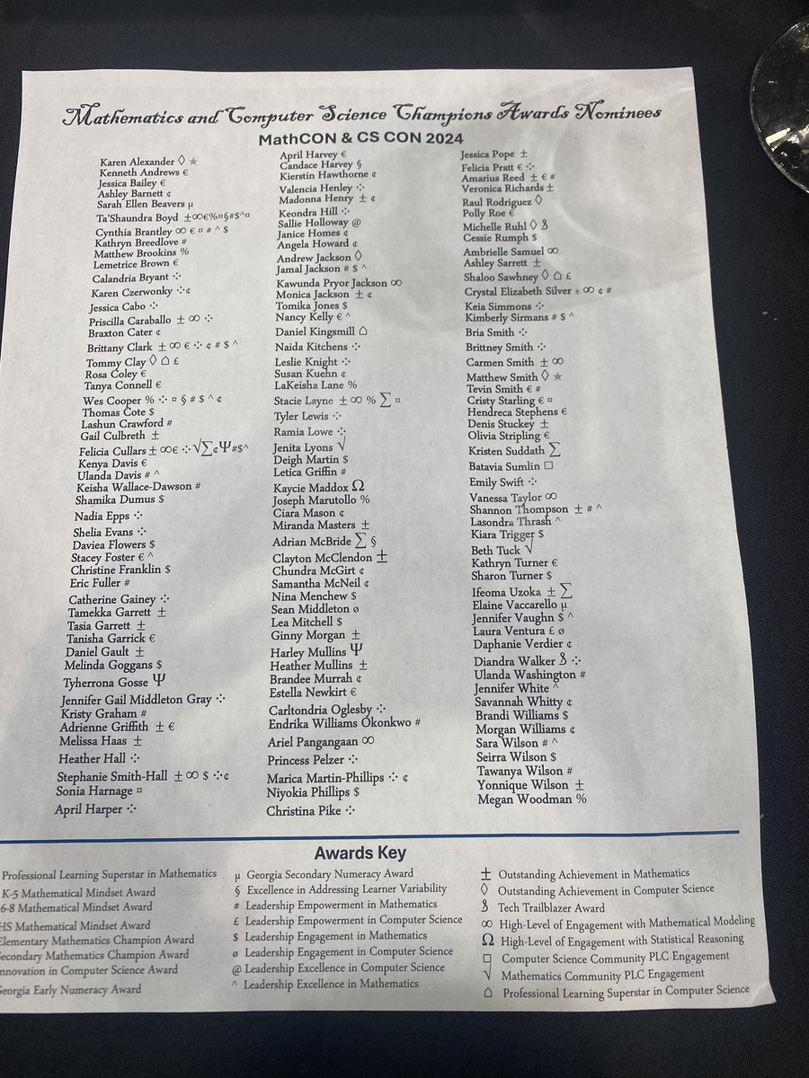 saragwen20's tweet image. Congratulations to Dr. Shannon Thompson, the Griffin-Spalding Math Coordinator, on receiving The Leadership Excellence in Mathematics Award! Your dedication and passion continue to inspire us all. #MathCON24 #Leadership #Excellence #Mathematics @GriffinSpalding @Griffin_RESA