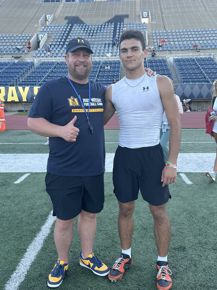 JaxonPotter5's tweet photo. All Glory to God! After a great camp and conversation with Coach @WrightJody, I am blessed to have received my first D1 Offer from Murray State!  💙💛

@CoachNWilliams9 @coachjimmyogle 
@CoachARoss @BigHitCritt @CoachSenior2 @perk3445 @AustinFootball_ @RecruitTheA https://t.co/RQf8glfUJu